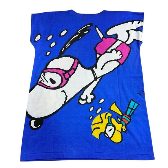 Snoopy 1965 Vintage Blue T-Shirt Unisex Size Medium Peanuts Comics Woodstock - Picture 8 of 8